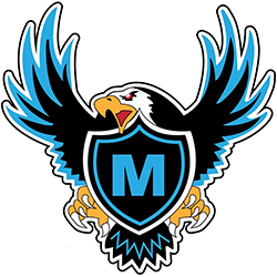 Eagle with an M on a crest for the Menominee