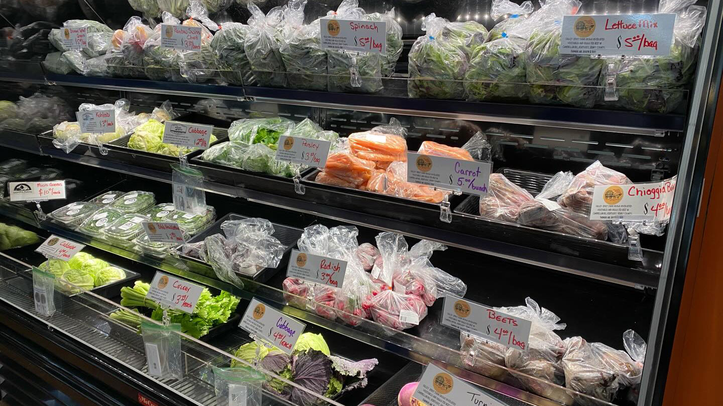 produce in a refrigerated case